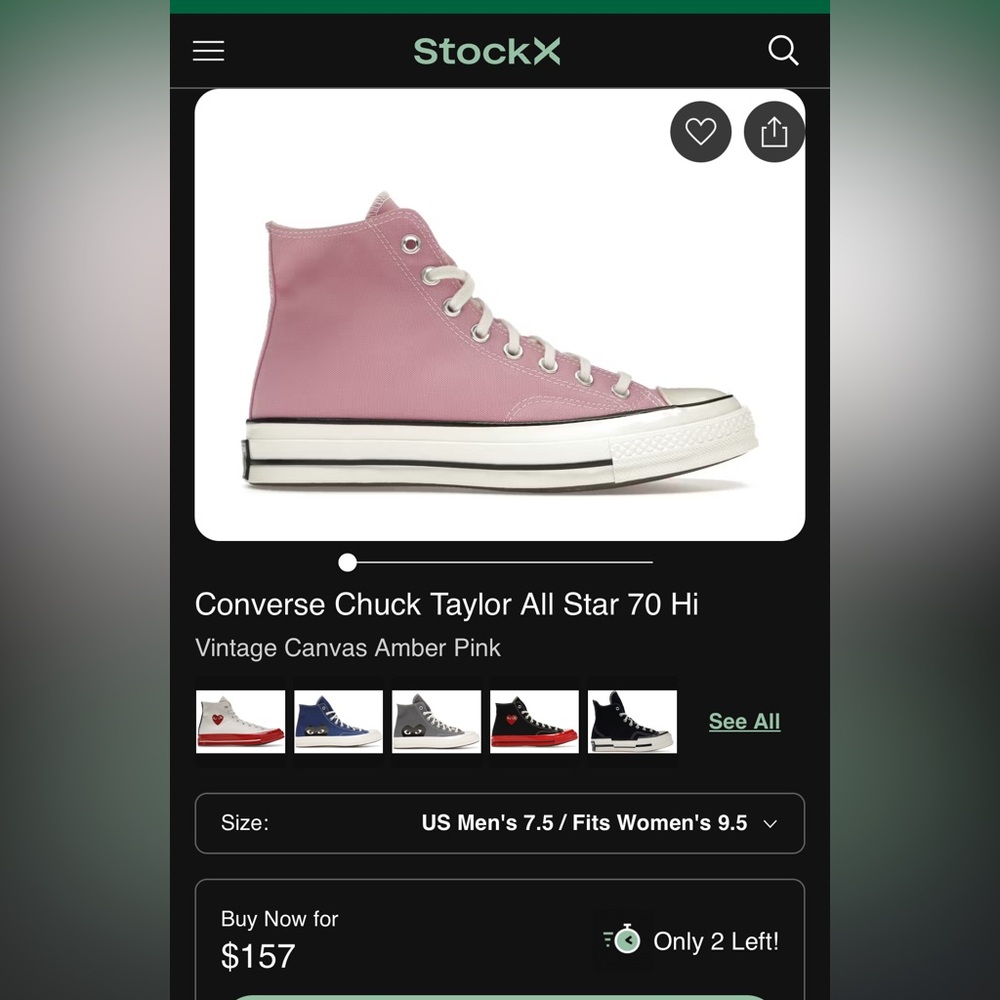 Converse Chuck Taylor All Star 70 Hi Vintage Canvas Sneakers in Mauve Pink - Picture 6 of 6